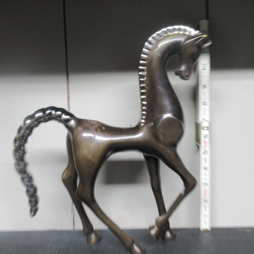 Estate Large Art Deco Bronze and Silver-Overlay Dolby Horse Figurine - Picture 14 of 14